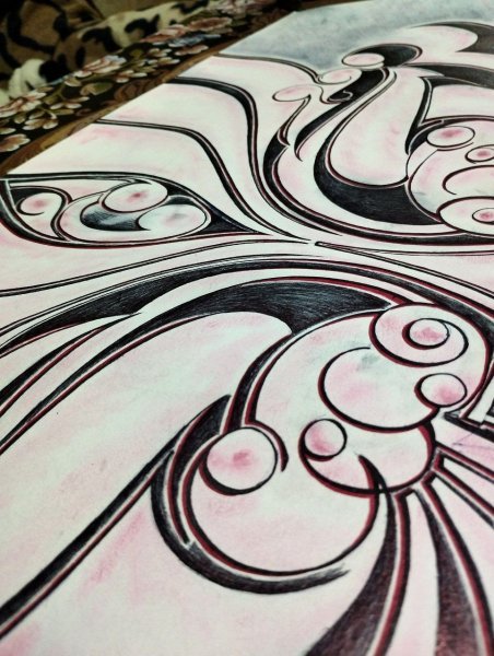 Additional view 4: Contemporary Art Mythological Drawing Red Dragon by illustrator NINsNZ pen paper 