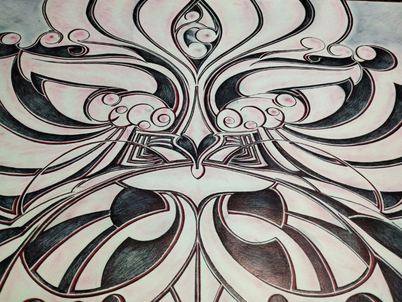 Additional view 5: Contemporary Art Mythological Drawing Red Dragon by illustrator NINsNZ pen paper 