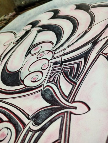 Additional view 6: Contemporary Art Mythological Drawing Red Dragon by illustrator NINsNZ pen paper 