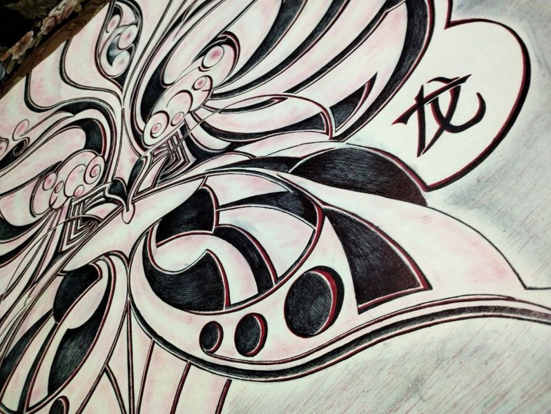 Additional view 8: Contemporary Art Mythological Drawing Red Dragon by illustrator NINsNZ pen paper 