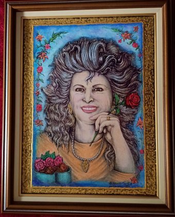 Painting "OH MAMMY BLUE" by painter ANGEL PIANGELO mixed method wood at Jose Art Gallery