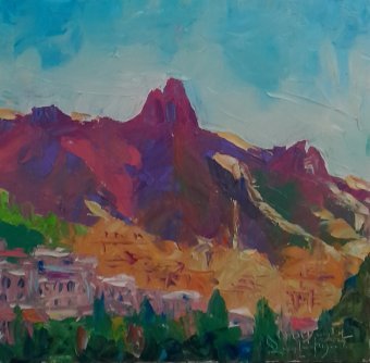 Malerei "Stadt der majestätischen Berge und des Himmels", maler/-in Rafael Djavahyan Öl Leinwand in der Jose Art Gallery