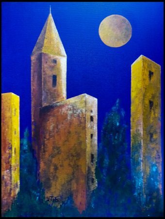 Painting "Tower of Lights" by painter YTab acrylic canvas at Jose Art Gallery