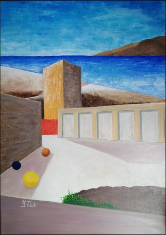 Pintura "Área de juegos en el estacionamiento", pintor YTab acrílico lienzo en Jose Art Gallery