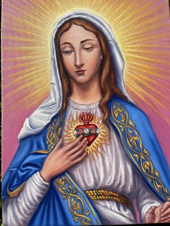 Malerei "Jungfrau Maria Ikone", maler/-in Stepan Ribkevich Öl Leinwand in der Jose Art Gallery