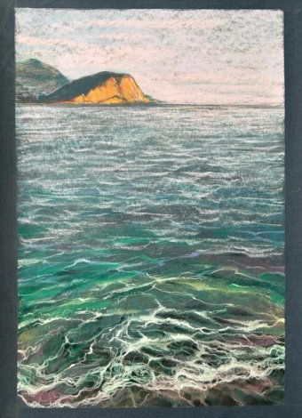 Grafica "Luce sulla roccia", illustratore Guseva K. pastello carta alla Jose Art Gallery