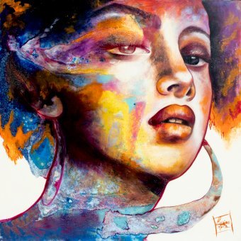 Pintura "Soñador yo", pintor Paola Ruggiero técnica mixta madera en Jose Art Gallery