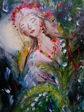 Peinture "Mavka", peintre Selena Sashina aquarelle papier à la Jose Art Gallery