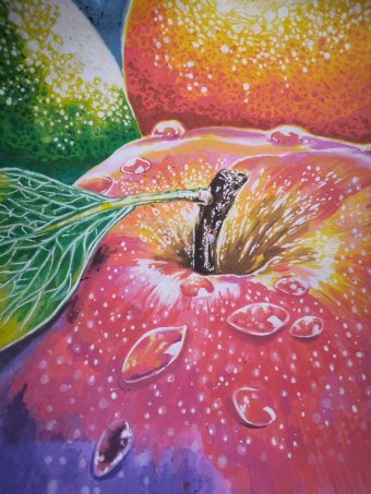 Graphik "Fruit's: Eine köstliche fotorealistische Zeichnung", illustrator KateArt Acryl Leinwand in der Jose Art Gallery