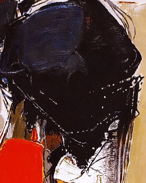 Additional view 2: Expressionism Portrait Painting The Crimson Cobalt Hallucinati by painter Alexander Aksyonov acrylic canvas 