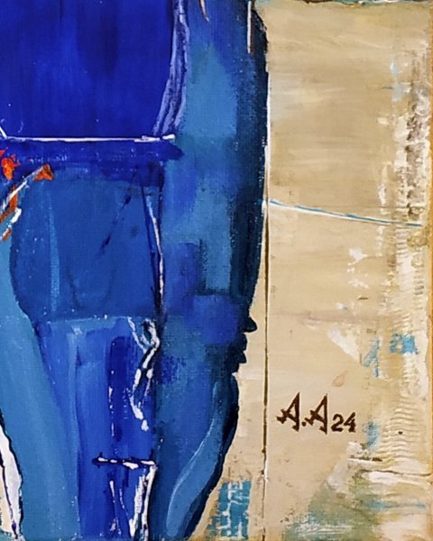 Additional view 5: Expressionism Portrait Painting The Crimson Cobalt Hallucinati by painter Alexander Aksyonov acrylic canvas 