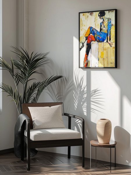 Dodatkowy obraz 1: Ekspresjonizm Portret Malarstwo "Lighthearted Blue", malarz Alexander Aksyonov akryl płótno 