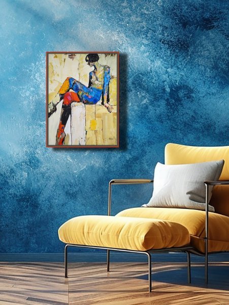 Dodatkowy obraz 2: Ekspresjonizm Portret Malarstwo "Lighthearted Blue", malarz Alexander Aksyonov akryl płótno 