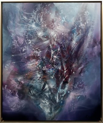 Pittura "La fioritura degli infiniti fiori cosmici", pittore Kloska Ovidiu acrilico tela alla Jose Art Gallery