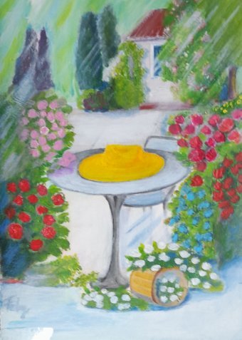 Malarstwo "Yellow Hat: Elegance and Mystery Revealed", malarz Fa Ley akryl papier w Jose Art Gallery