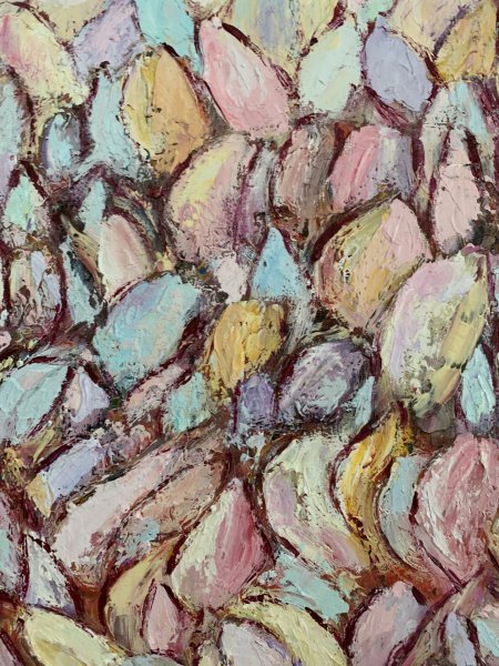 Additional view 1: Expressionism Flower Painting Pastel Tulips by painter Dora Kalinova oil canvas 