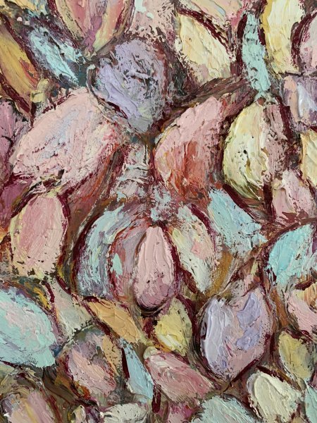 Additional view 2: Expressionism Flower Painting Pastel Tulips by painter Dora Kalinova oil canvas 