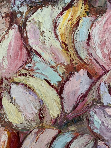 Additional view 3: Expressionism Flower Painting Pastel Tulips by painter Dora Kalinova oil canvas 