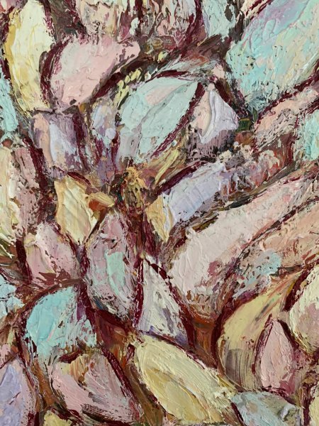Additional view 4: Expressionism Flower Painting Pastel Tulips by painter Dora Kalinova oil canvas 