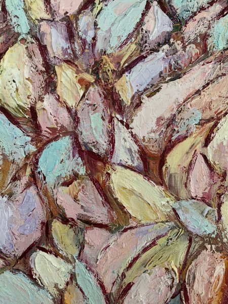Additional view 5: Expressionism Flower Painting Pastel Tulips by painter Dora Kalinova oil canvas 