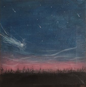 Pittura "Un momento di luce e ombra nello spazio", pittore Lix acrilico tela alla Jose Art Gallery