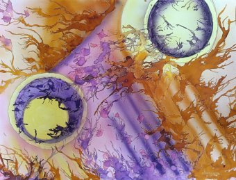 Pintura "Diálogo Cósmico", pintor Iryna Baranova tinta papel en Jose Art Gallery