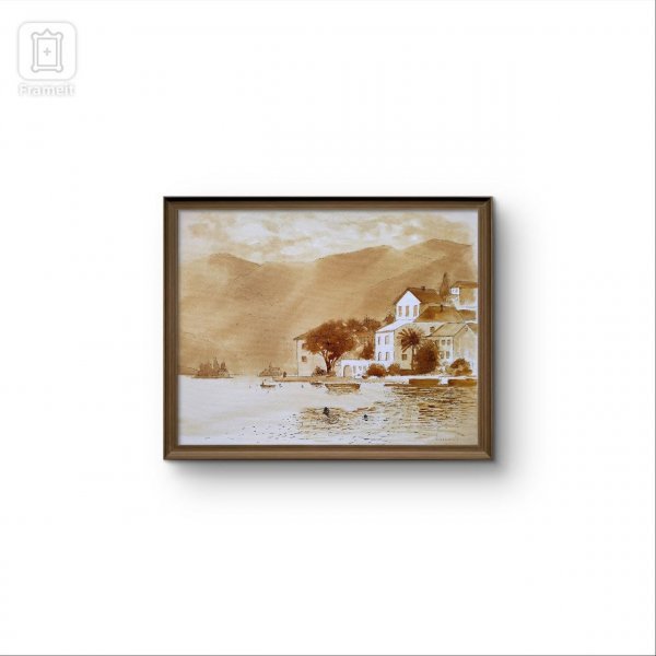 Imagen adicional 3: Arte moderno Paisaje marino Pintura "Montenegro. Perast", pintor Olena Polovna técnica mixta lienzo 