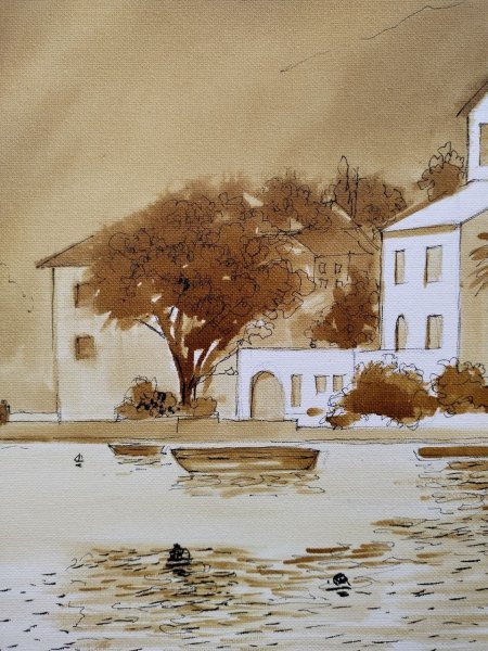 Imagen adicional 4: Arte moderno Paisaje marino Pintura "Montenegro. Perast", pintor Olena Polovna técnica mixta lienzo 