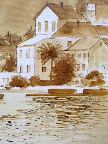 Imagen adicional 5: Arte moderno Paisaje marino Pintura "Montenegro. Perast", pintor Olena Polovna técnica mixta lienzo 