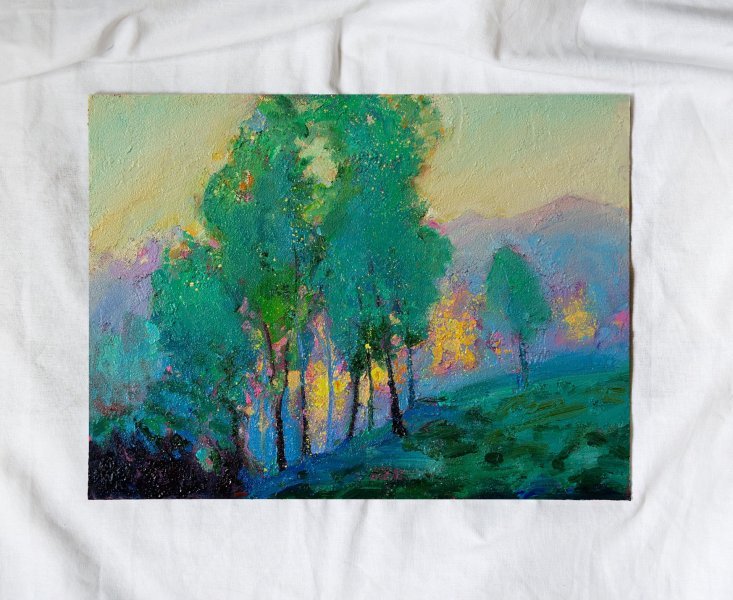 Immagine aggiuntiva 4: Impressionismo Paesaggio Pittura "Whispers of Morning Light", pittore Daria Zavadenko olio legno 