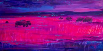 Painting "Painting Bisons 2025." by painter Oksana Chumakova acrylic canvas at Jose Art Gallery