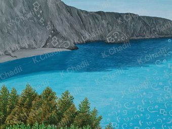 Painting "Seashore in the mountains" by painter Kateryna Chadii acrylic canvas at Jose Art Gallery