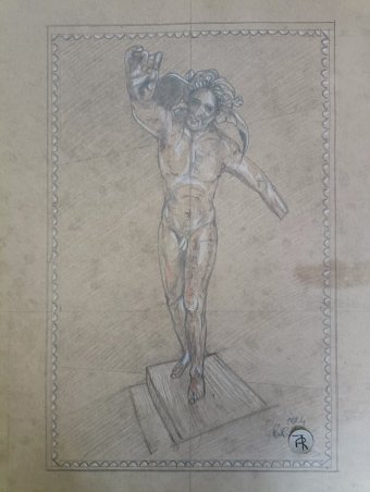 Gráfico "Hypnos, antiguo dios del sueño", ilustrador roberto ferrando lápiz papel en Jose Art Gallery