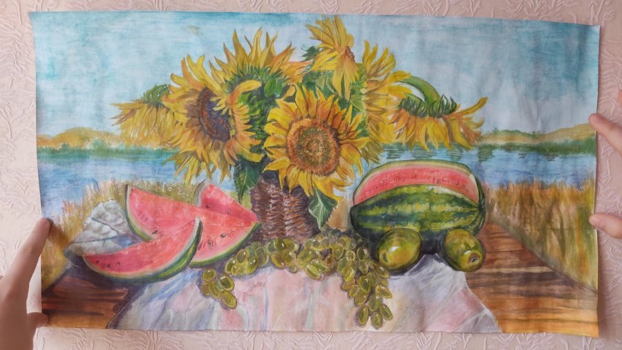 Additional view 2: Realism Still-Life Painting Gifts Of Summer by painter Salome Goglidze gouache paper 