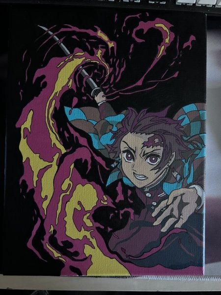 Street Art Portrait Drawing Tanjiro by illustrator Artur) acrylic canvas 