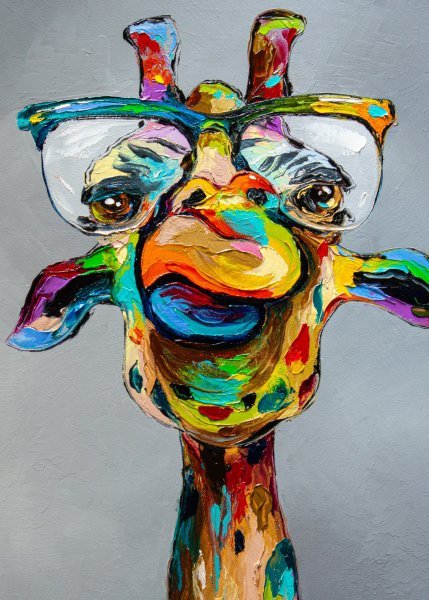 Additional view 4: Figurative Animal Painting Professor Longneck by painter Liubov Kuptsova oil canvas 