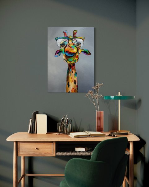 Additional view 7: Figurative Animal Painting Professor Longneck by painter Liubov Kuptsova oil canvas 