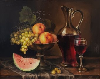 Painting "Frukti Ta Vino. Vse Inshe Zayve" by painter alla voloshyna oil canvas at Jose Art Gallery