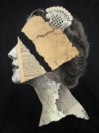 Grafika "Jej nieobecność fragmentaryczna w postrzeganiu Victorii", ilustrator Julia Shilo technika mieszana płótno w Jose Art Gallery