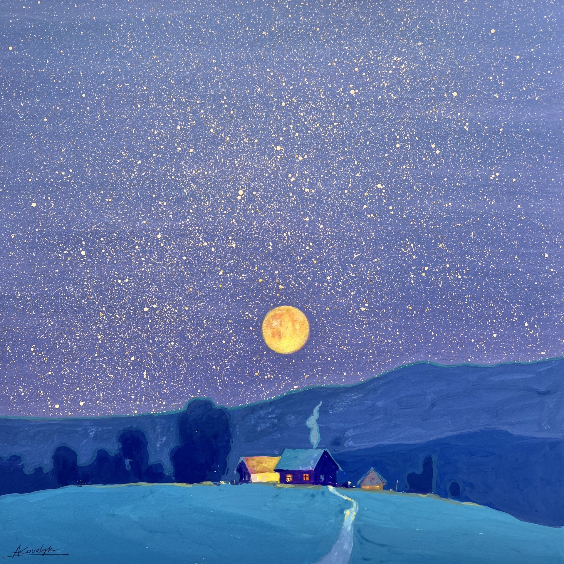 Silence under the Moonlight Painting by Andrii Kovalyk