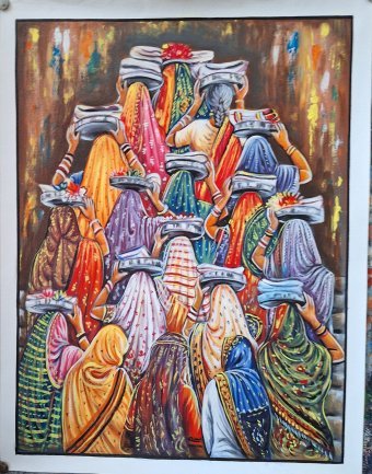 Pintura "Tradicional, procesión, color", pintor Manish Vaishnav acrílico lienzo en Jose Art Gallery