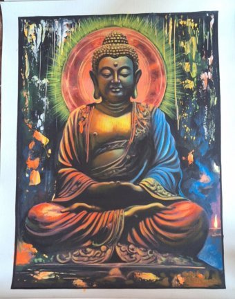Painting "Buddha Meditation Serenity Visualized" by painter Manish Vaishnav acrylic canvas at Jose Art Gallery