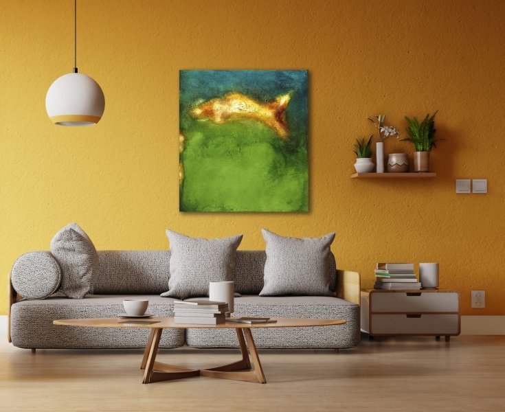 Additional view 1: Abstract Genre Painting AUREA by painter Luigi Profeta oil canvas 