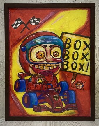 Drawing "Laughter and Speed: The Joy of Formula 1" by illustrator huqdik mixed method paper at Jose Art Gallery