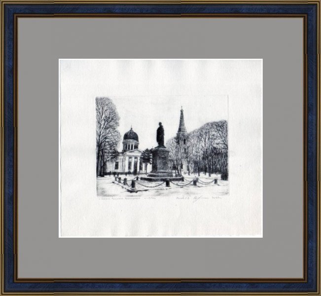 Zusätzliches Bild 1: Realismus Landschaftsbilder Graphik "Kathedrale. Denkmal für Woronzow", illustrator Evgeniy Stoev Gravüre Papier 