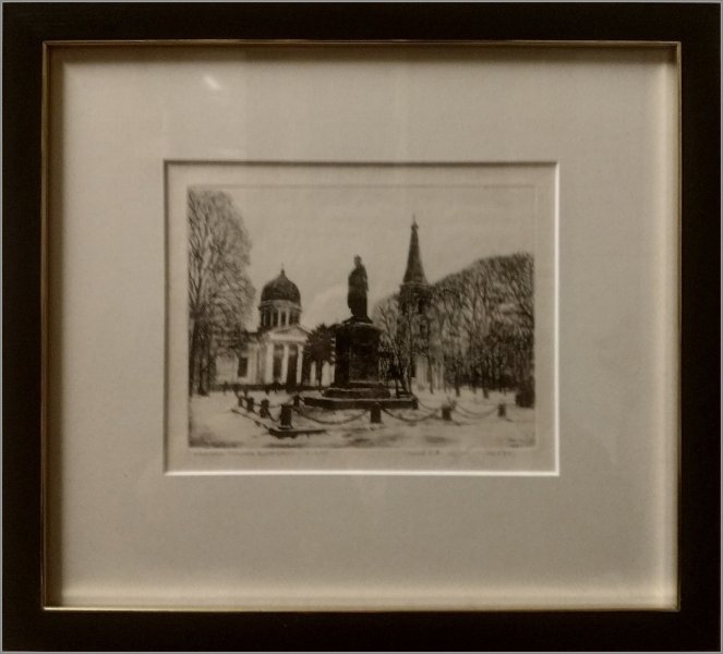 Zusätzliches Bild 2: Realismus Landschaftsbilder Graphik "Kathedrale. Denkmal für Woronzow", illustrator Evgeniy Stoev Gravüre Papier 