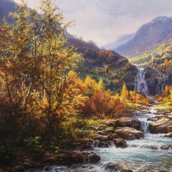 Immagine aggiuntiva 1: Fotorealismo Paesaggio Pittura "Il viaggio del fiume", pittore Viktar Yushkevich Yuvart acrilico tela 