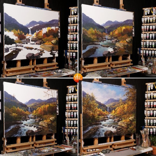 Immagine aggiuntiva 4: Fotorealismo Paesaggio Pittura "Il viaggio del fiume", pittore Viktar Yushkevich Yuvart acrilico tela 