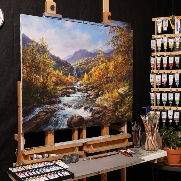 Immagine aggiuntiva 5: Fotorealismo Paesaggio Pittura "Il viaggio del fiume", pittore Viktar Yushkevich Yuvart acrilico tela 