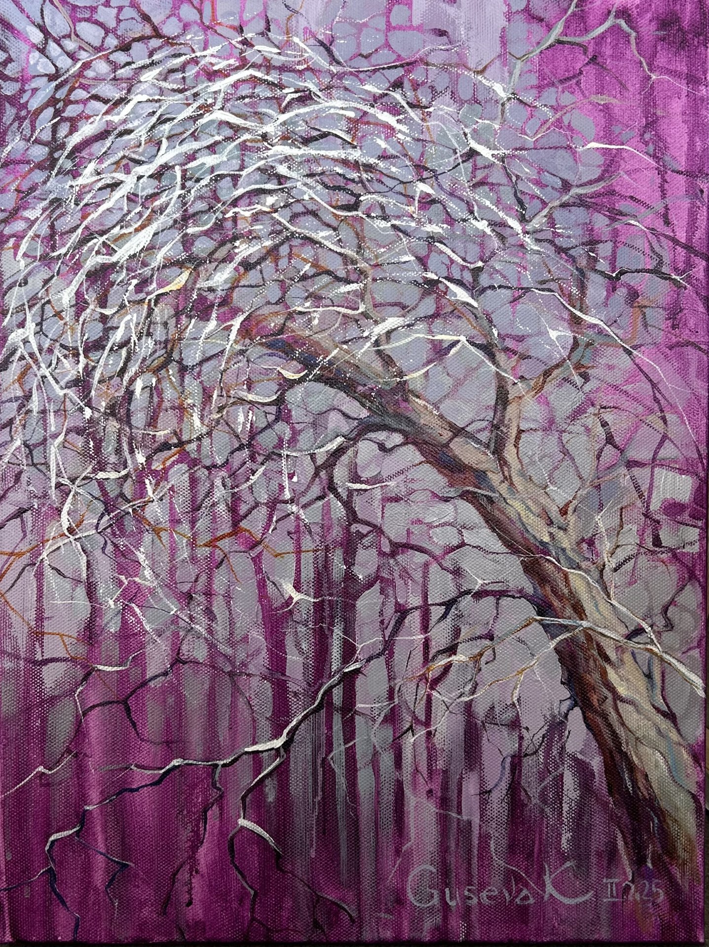 Purple tree Drawing - Guseva K. - Jose Art Gallery